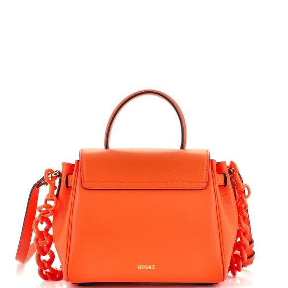 Versace La Medusa Top Handle Bag Leather Medium Orange - Picture 3 of 6